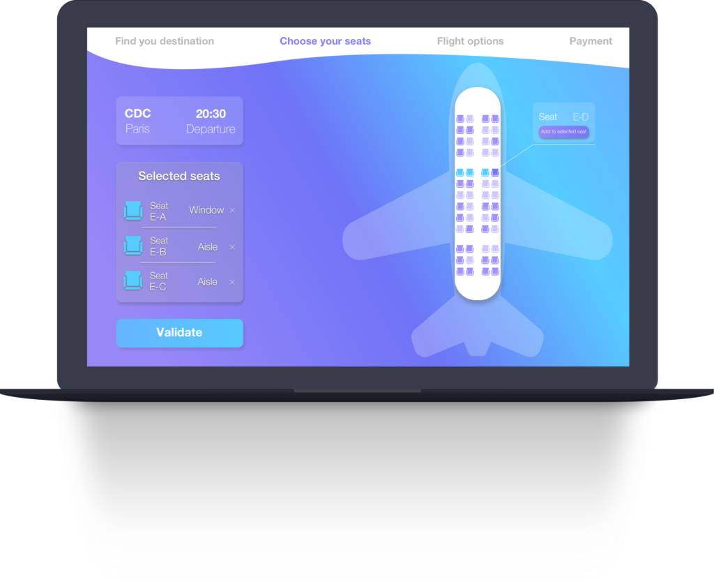 mockup booking flight website